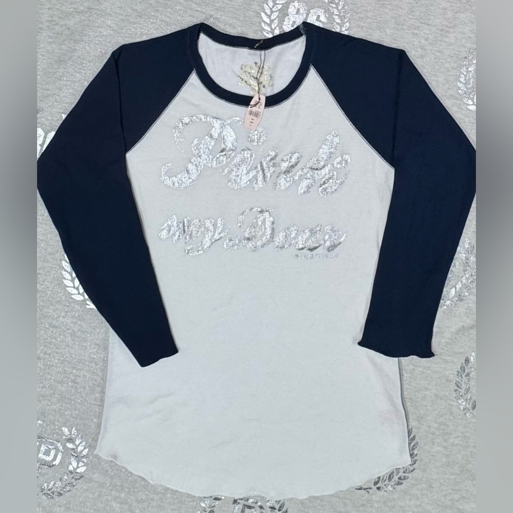 VS PINK VINTAGE “PINK MY DEAR” WAFFLE KNIT TOP NWT